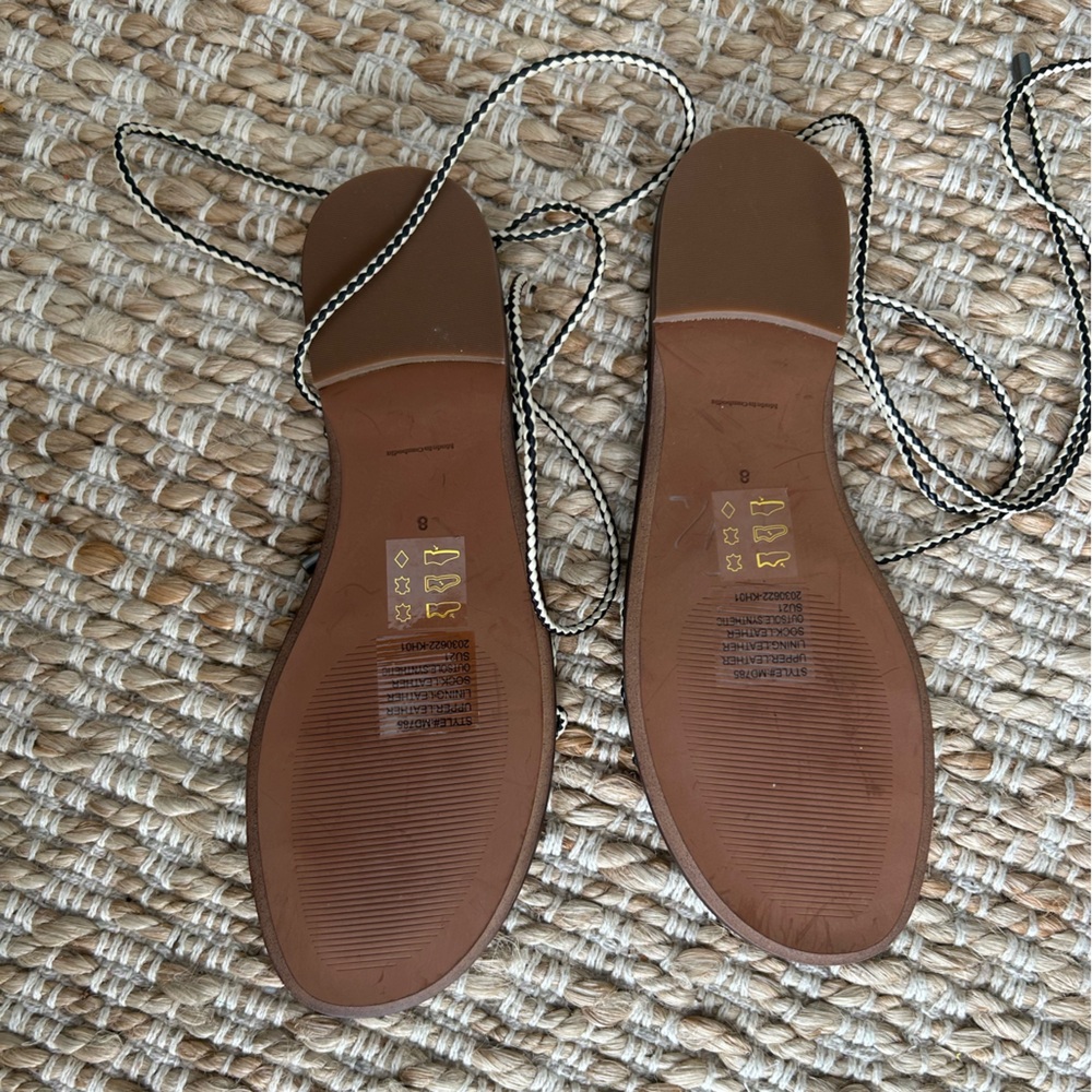 Madewell black and white leather lace up sandal sz 8 - Picture 4 of 8